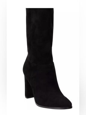 Ralph Lauren Artizan II Black Suede Block Heel Boots